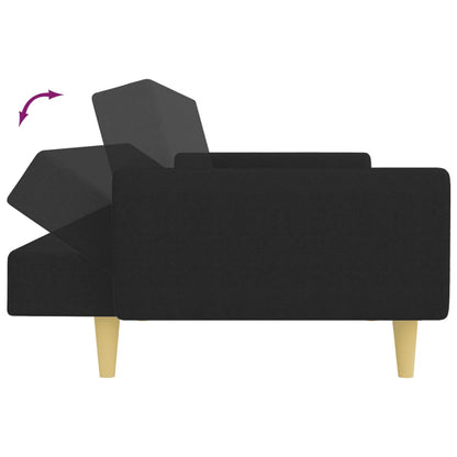 Sofá Cama De 2 Plazas Con Taburete Tela Negro / Vetonek_2