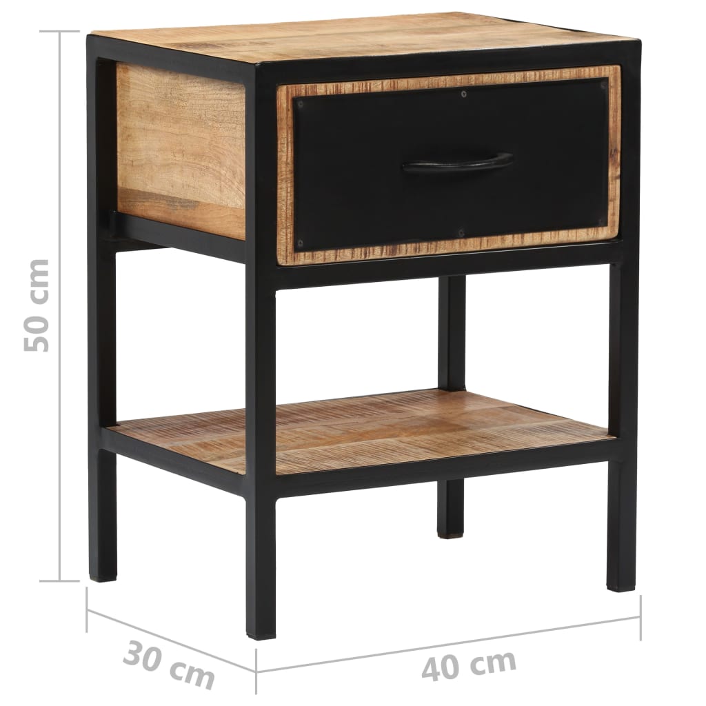 Mesita De Noche De Madera Maciza De Mango 40x30x50 Cm_4