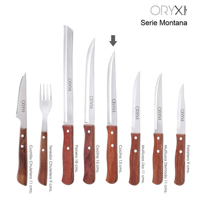 Cuchillo Montana Cocina Hoja Acero Inoxidable 13 Cm. Mango Madera_2