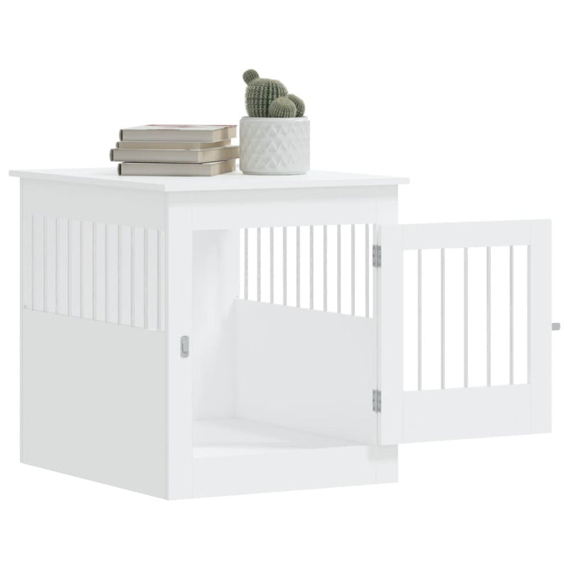 Jaula Para Perros Estilo Mueble Blanco 64,5x80x71 Cm Material De Madera_4