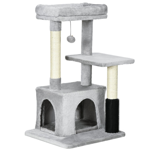Pawhut Árbol Rascador Para Gatos Medianos Altura 85 Cm 48x48x85 Cm Gris_0