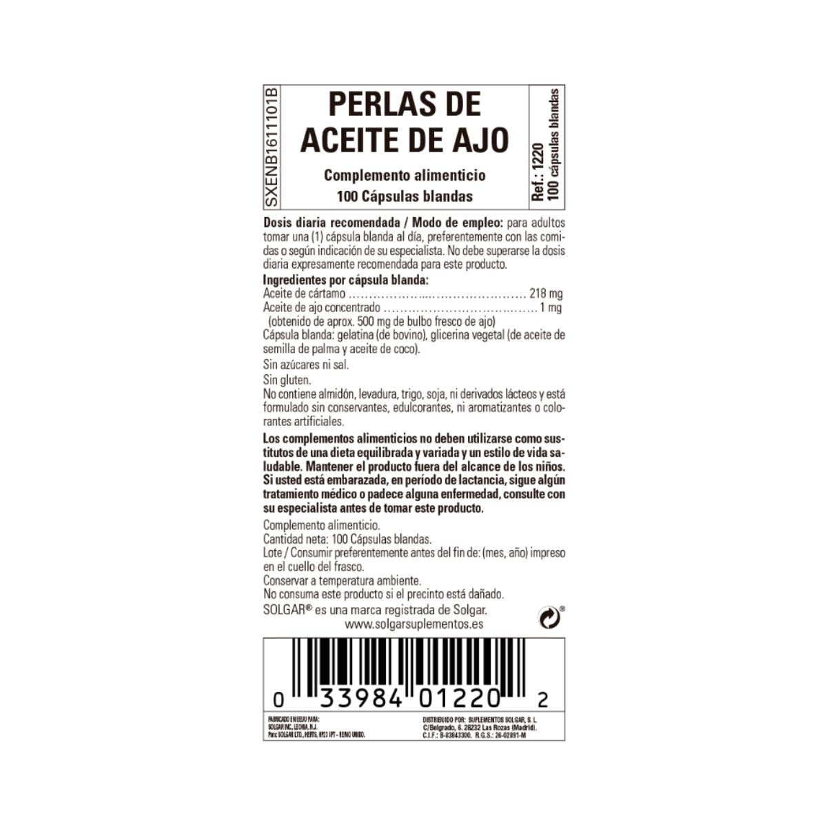 Óleo de alho, 100 pérolas