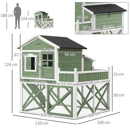 Pawhut Gallinero De Madera Exterior Con Corral Jardinera Y Bandeja 110x109x124cm_2