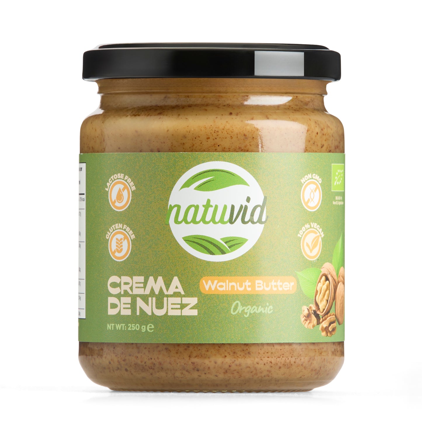 Crema de Nuez Natuvid BIO | 250gr | SIN GLUTEN | SIN LACTOSA | 100% VEGANA | NON-GMO | Sin Azúcares Añadidos_0