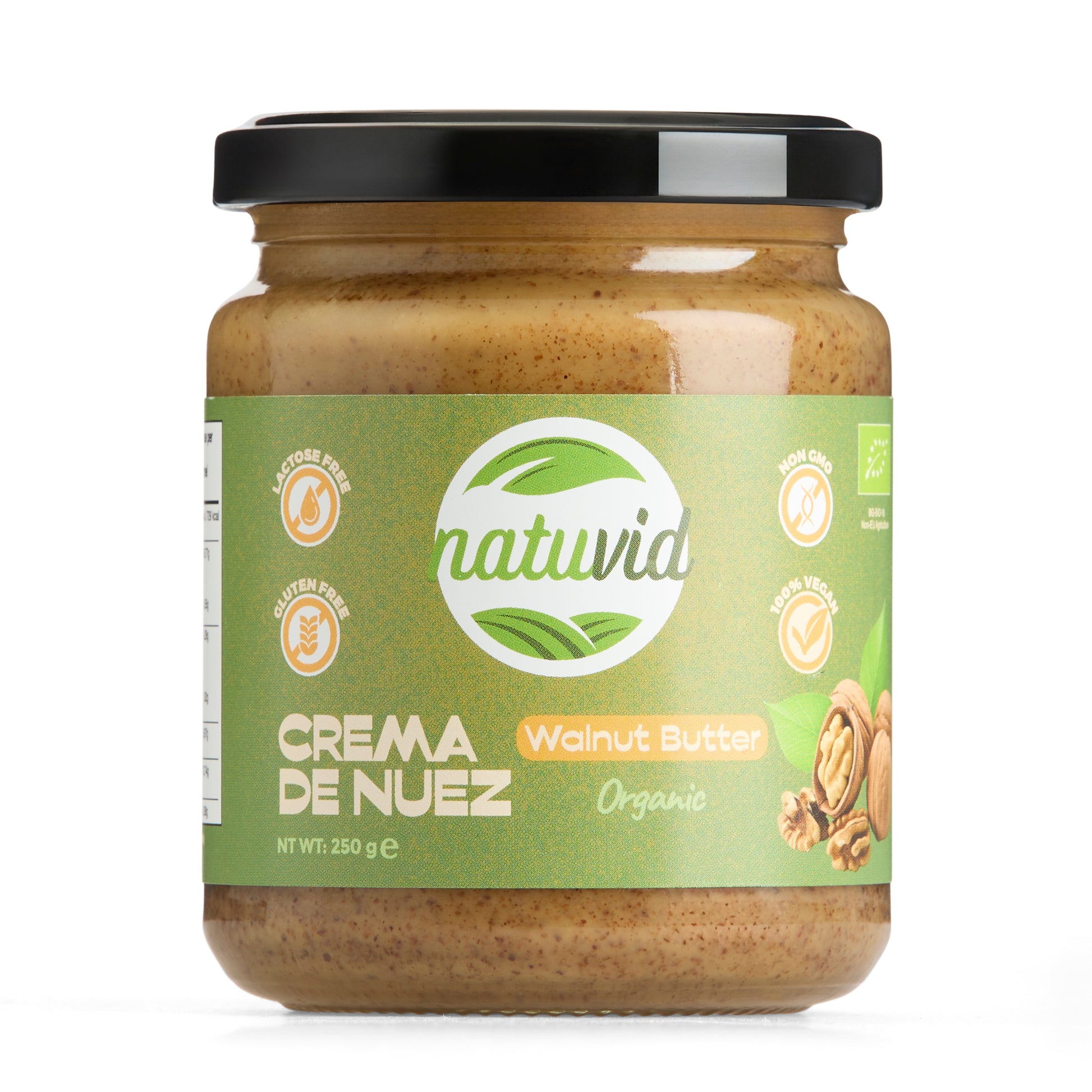 Crema de Nuez Natuvid BIO | 250gr | SIN GLUTEN | SIN LACTOSA | 100% VEGANA | NON-GMO | Sin Azúcares Añadidos_0