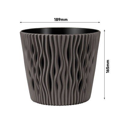 3x Maceta Redonda De Plastico Sandy Round En Color Antracita 18,9 (largo) X 18,9 (ancho) X 16,5 (alto) Cm