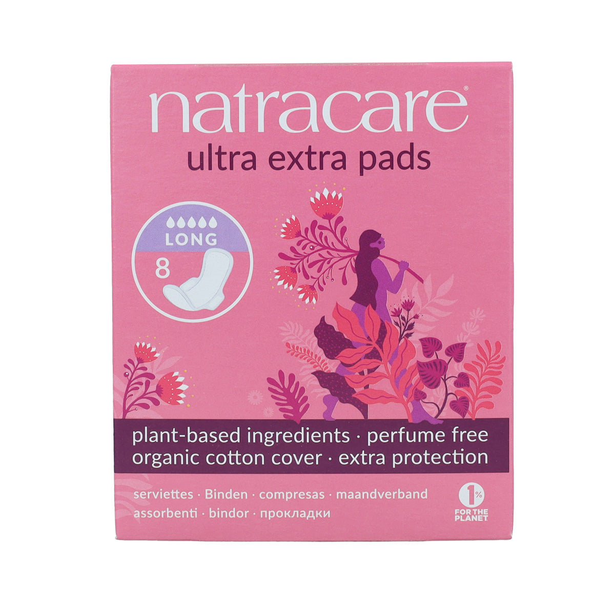 Natracare Absorventes Ultra Extra Longos com Bio Wings 8 Unidades
