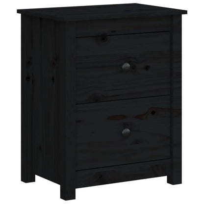 Mesitas De Noche 2 Uds Madera Maciza De Pino Negra 50x35x61,5cm_1