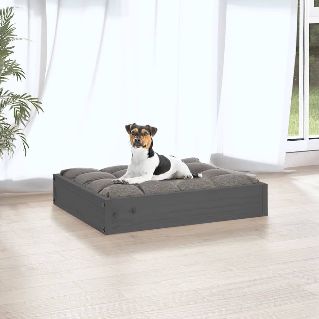 Vidaxl Cama Para Perros Madera Maciza De Pino Gris 51,5x44x9 Cm_4