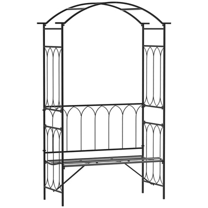 Outsunny Arco De Jardín Con Banco De Metal Para Plantas Trepadoras Rosales_0