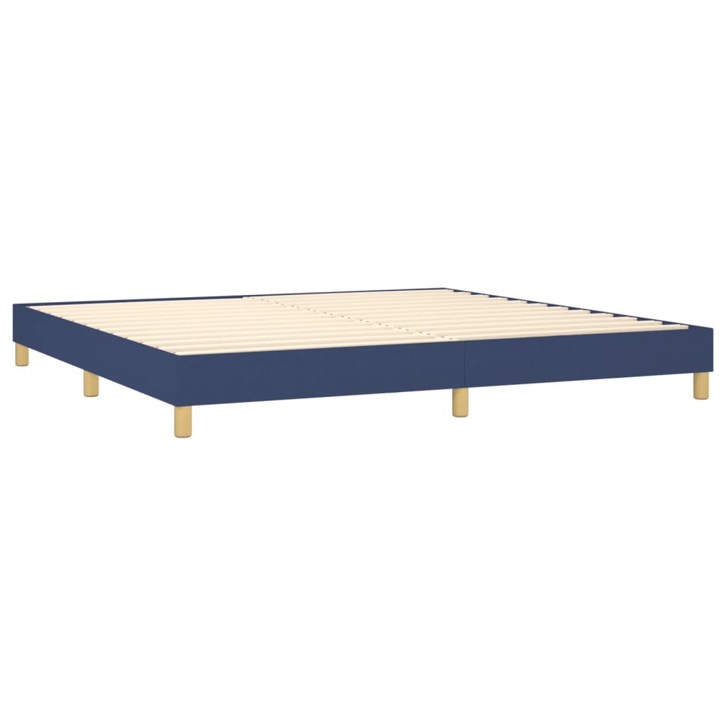 Cama Box Spring Con Colchón Y Led Tela Azul 200x200 Cm / Vetonek_1