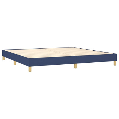Cama Box Spring Con Colchón Y Led Tela Azul 200x200 Cm / Vetonek_1