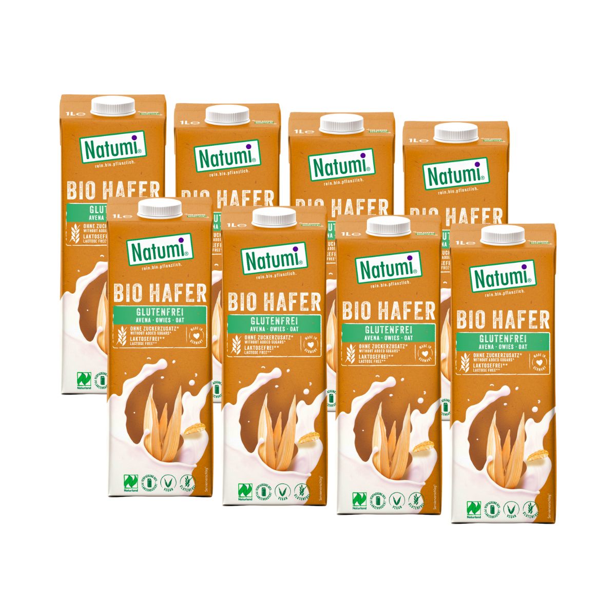 Pack de 8 Bebidas de Aveia Biológica Sem Glúten Natumi, 1 L