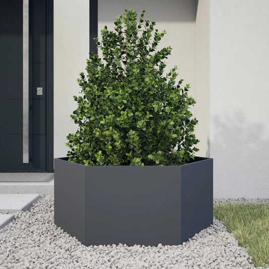 Jardinera Hexagonal De Acero Gris Antracita 104x90x45 Cm_0