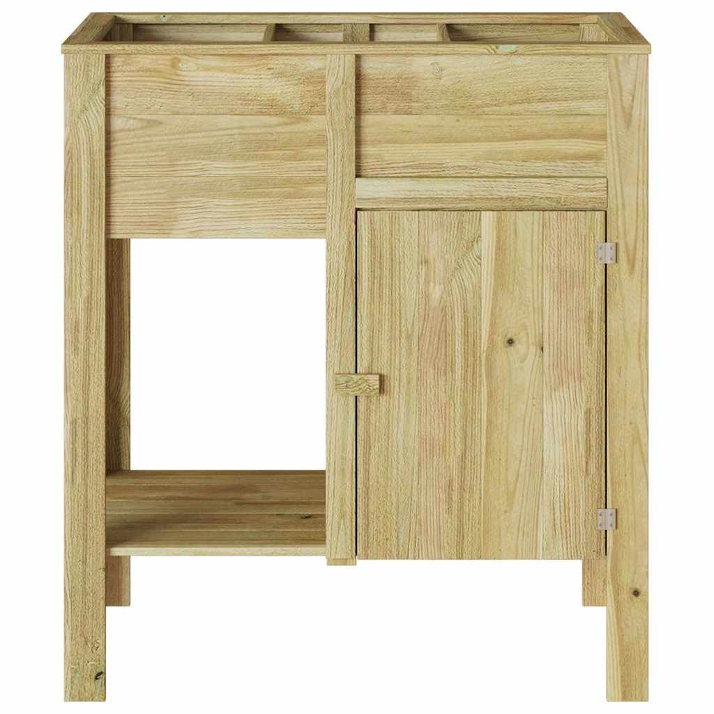 Macetero Alto Marrón Madera De Pino Impregnada_4