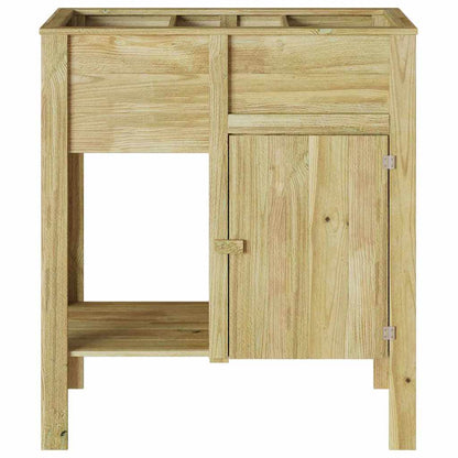 Macetero Alto Marrón Madera De Pino Impregnada_4