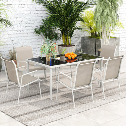 Outsunny Conjunto De Comedor De Exterior Con 1 Mesa Y 6 Sillas Blanco Y Gris_3