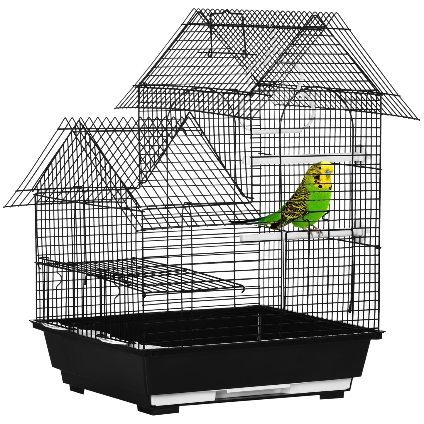 Pawhut Jaula Para Pájaros Con Comederos Perchas Y Columpio Bandeja Extraíble_0