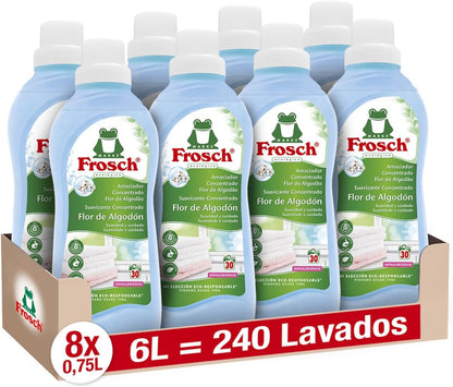 Embalagem de 8 amaciadores Frosch Cotton Flower 750 ml