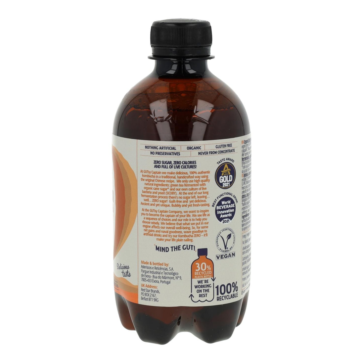 Kombucha Zero Gengibre Limão BIO Captain Kombucha 400ml