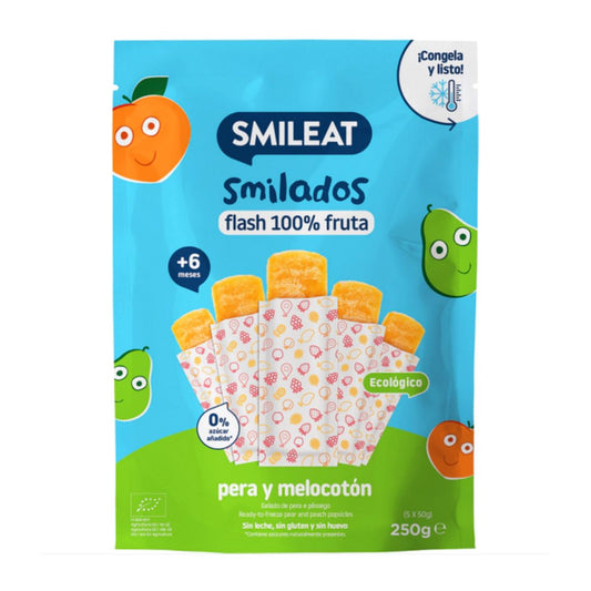 SMILADO pera e pêssego biológicos, 100% fruta SMILEAT gelado infantil flash