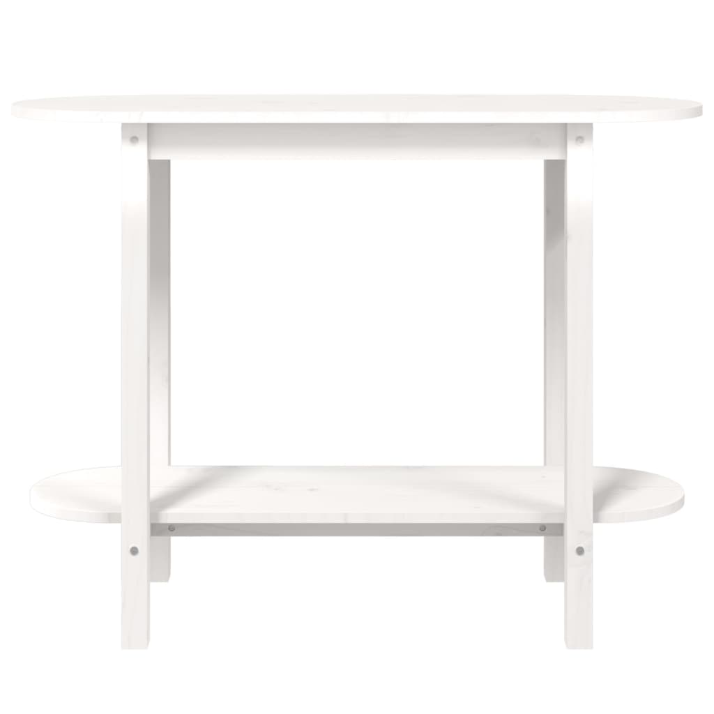 Mesa Consola De Madera Maciza De Pino Blanco 110x40x80 Cm_3