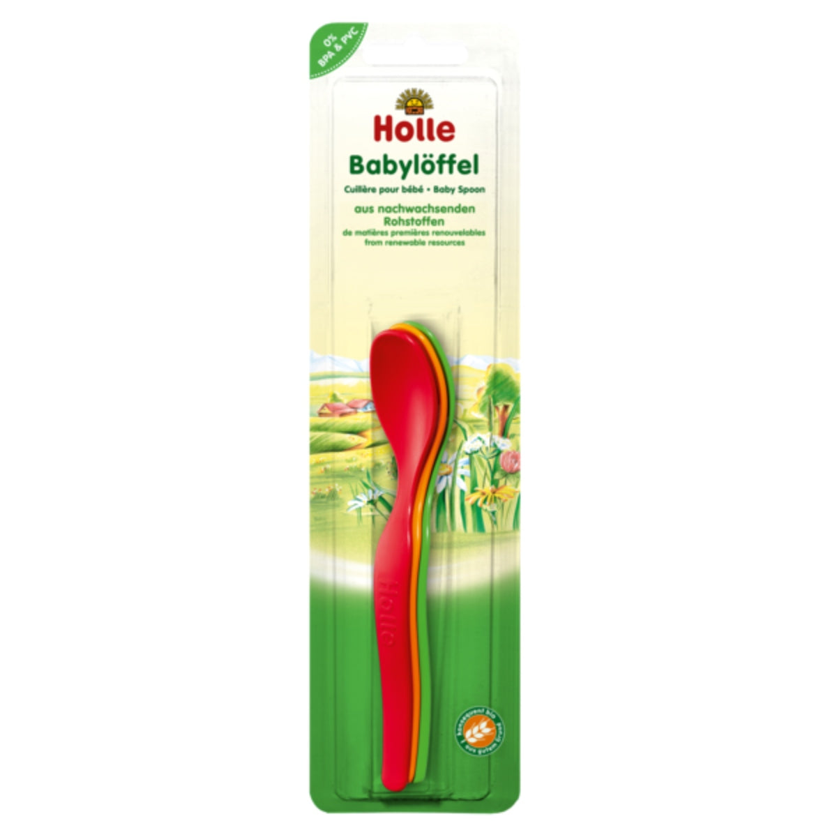 Colheres para Bebé 100% matérias-primas renováveis ​​(a partir dos 5 meses), Holle, 3 peças