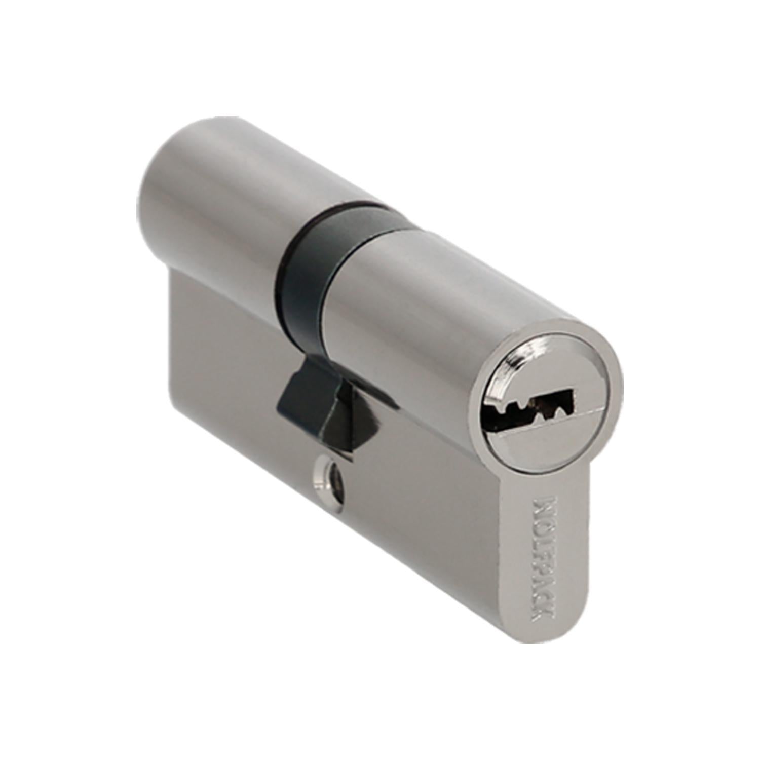 Cilindro Seguridad 30x40 Mm. Leva Larga Niquelado Con 5 Llaves_0