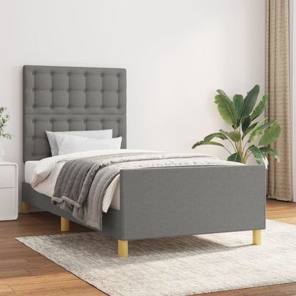 Estructura De Cama Con Cabecero De Tela Gris Oscuro 80x200 Cm / Vetonek_1
