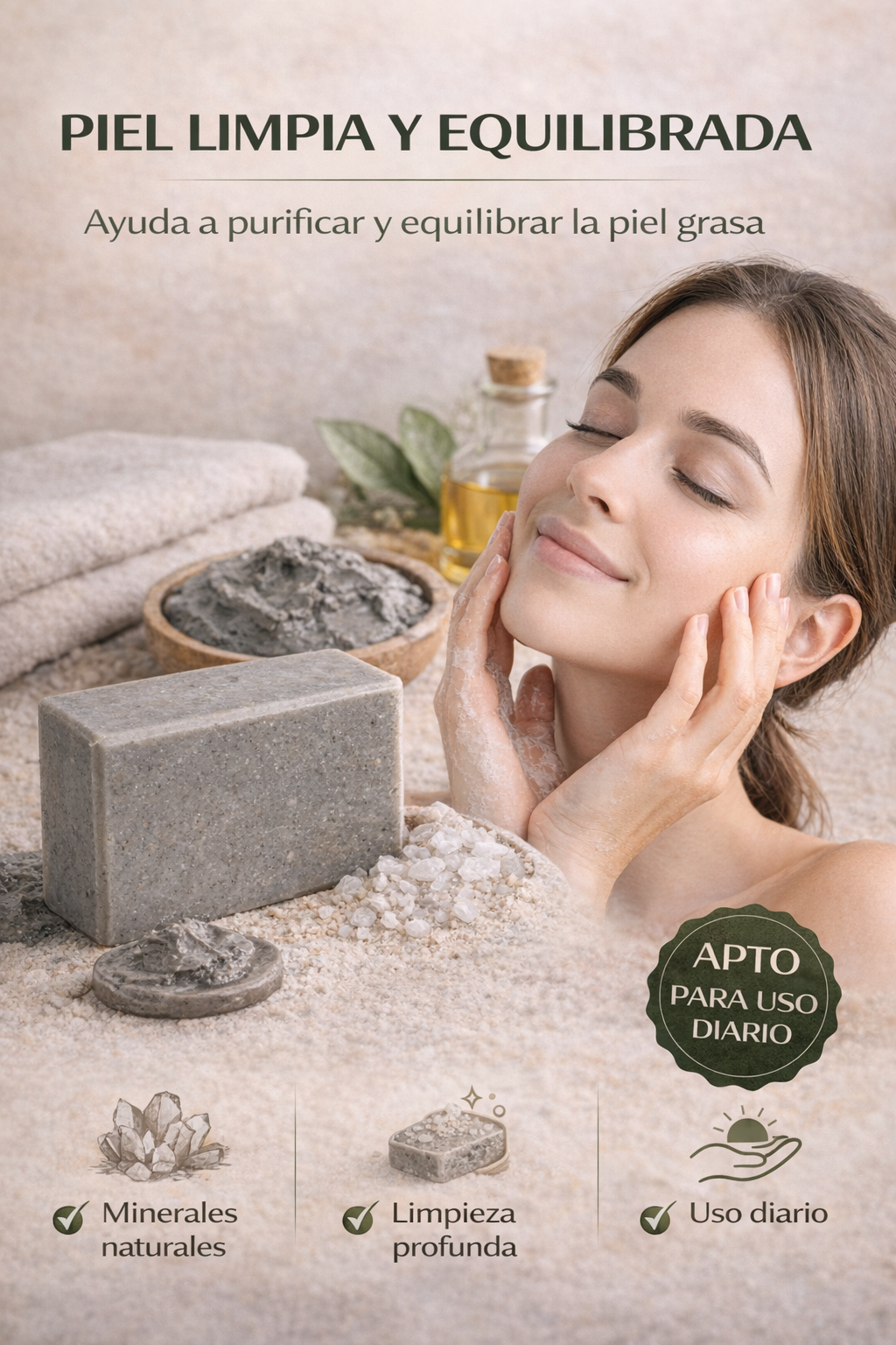 Jabón Sólido Natural de Barros del Mar Muerto 100 g | Limpieza Purificante para Piel Grasa y Mixta | M&On Naturals_4