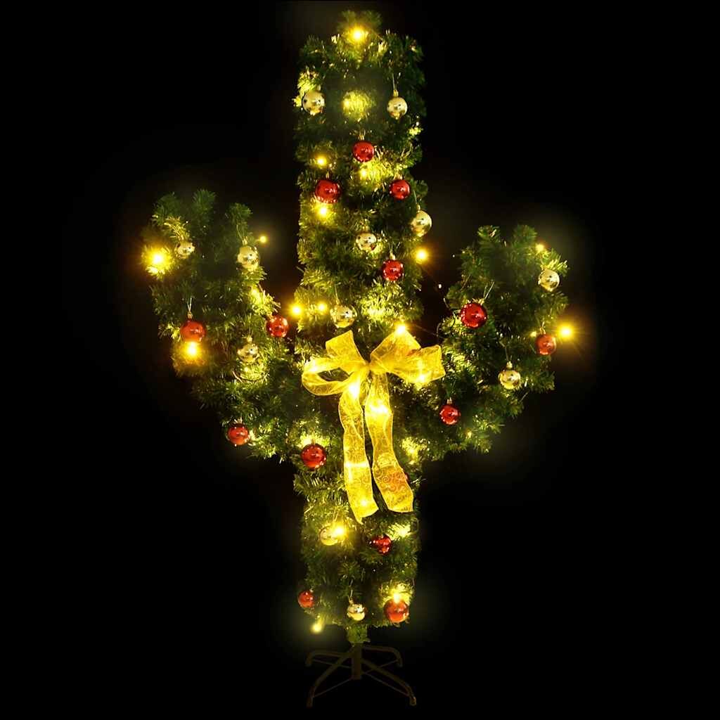 Vidaxl Cactus De Navidad Con Soporte Y Led Verde 180 Cm Pvc_1