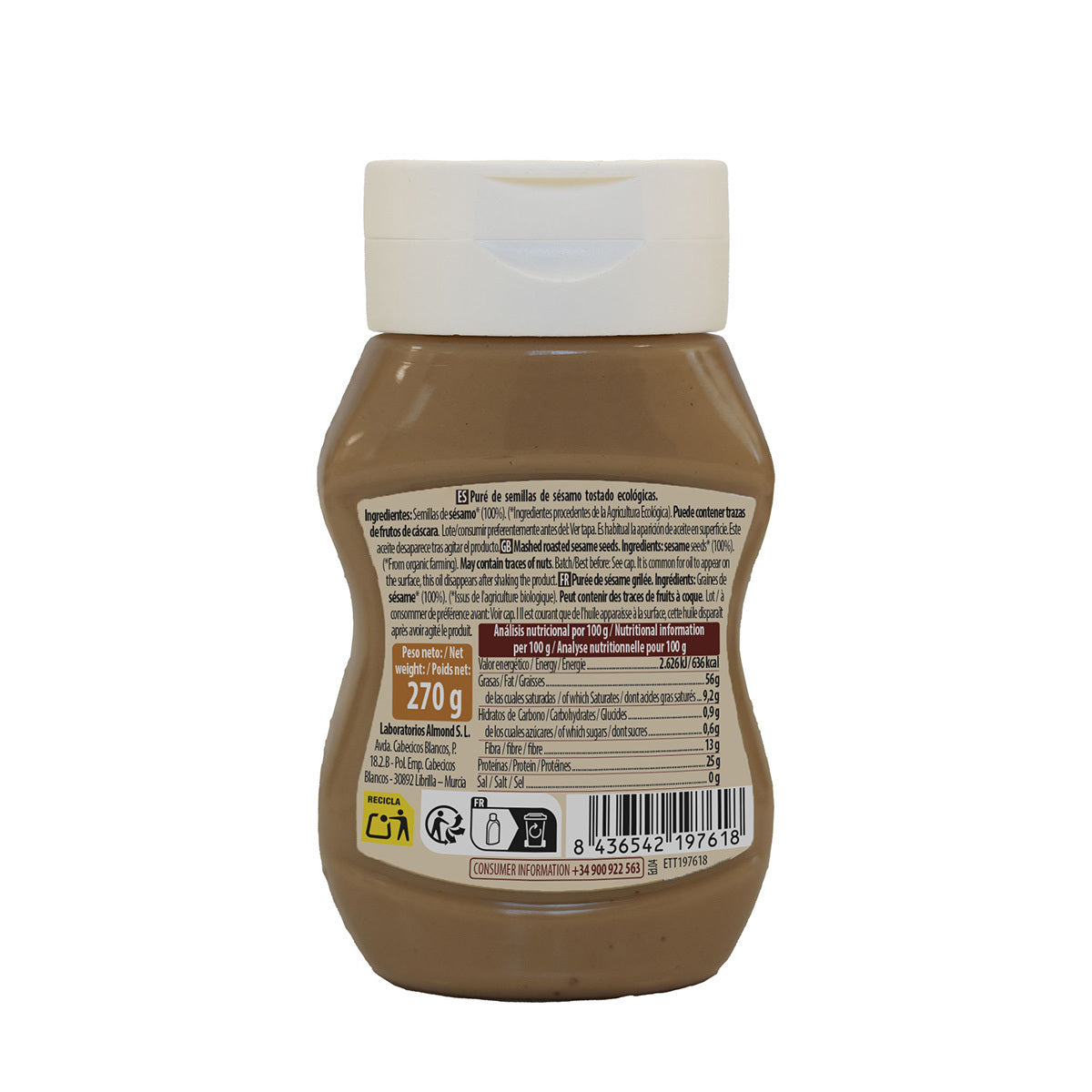 Tahíni Suave Integral Antigoteo Bio NaturGreen 270 g