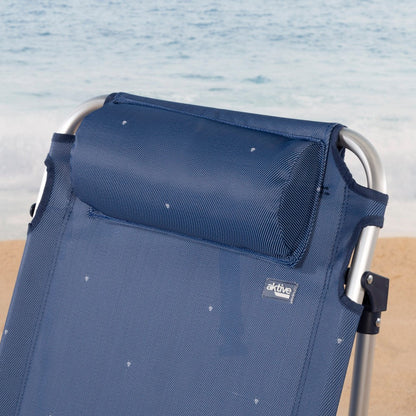 Silla De Playa Y Tumbona Baja Antivuelco 4 Posiciones Marino C/cojín Y Bolsillo Aktive_4