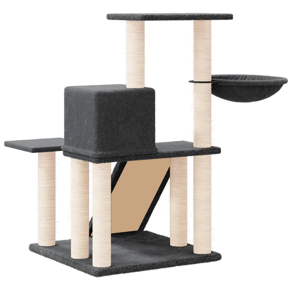 Rascador Para Gatos Con Postes De Sisal Gris Oscuro 82 Cm_4
