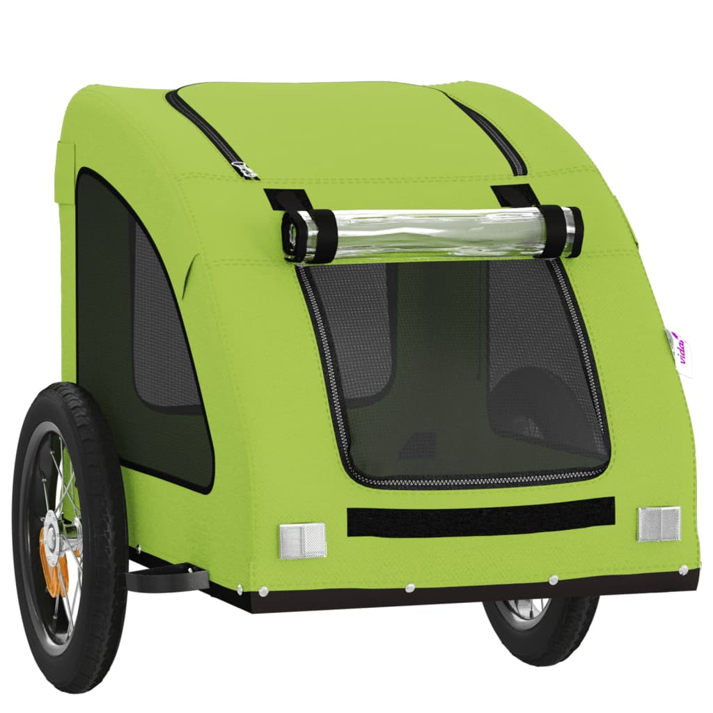 Remolque De Bicicleta Mascotas Hierro Tela Oxford Verde_4