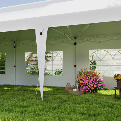 Outsunny Carpa Plegable 9x3x3 M Con Altura Ajustable Protección Uv50+ Blanco_3