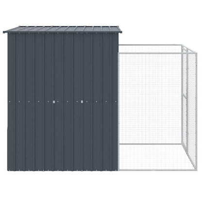 Caseta Perros Con Corral Acero Galvanizado Gris 165x251x181 Cm_3