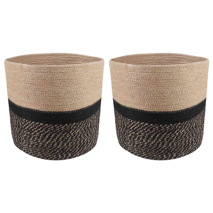 Set De Macetas De Planta 2 Uds. Natural Y Negro Ø 28 X 28 Cm_0