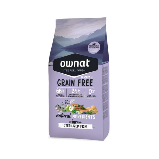 Ração Ownat Grain Free Prime Esterilizada para Peixes para Gatos Esterilizados 8 Kg