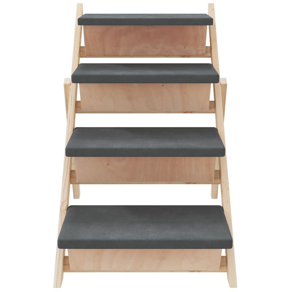 Escalera Para Perros Madera Maciza De Abeto Gris 105x47 Cm_4