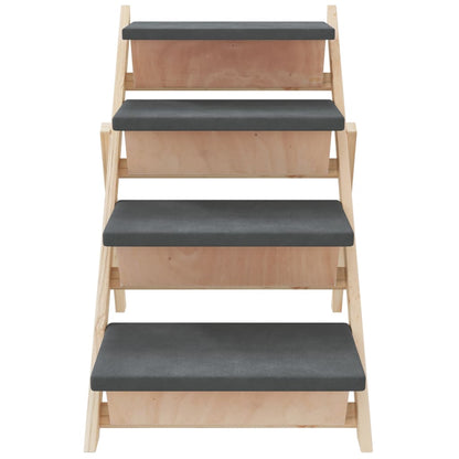 Escalera Para Perros Madera Maciza De Abeto Gris 105x47 Cm_4