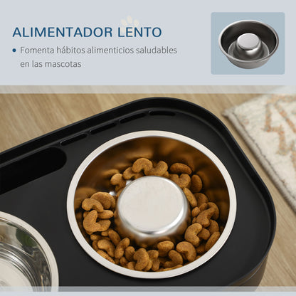 Pawhut Comedero Elevado Para Perros De 4 Alturas Ajustables 43x25x30 Cm Negro_5