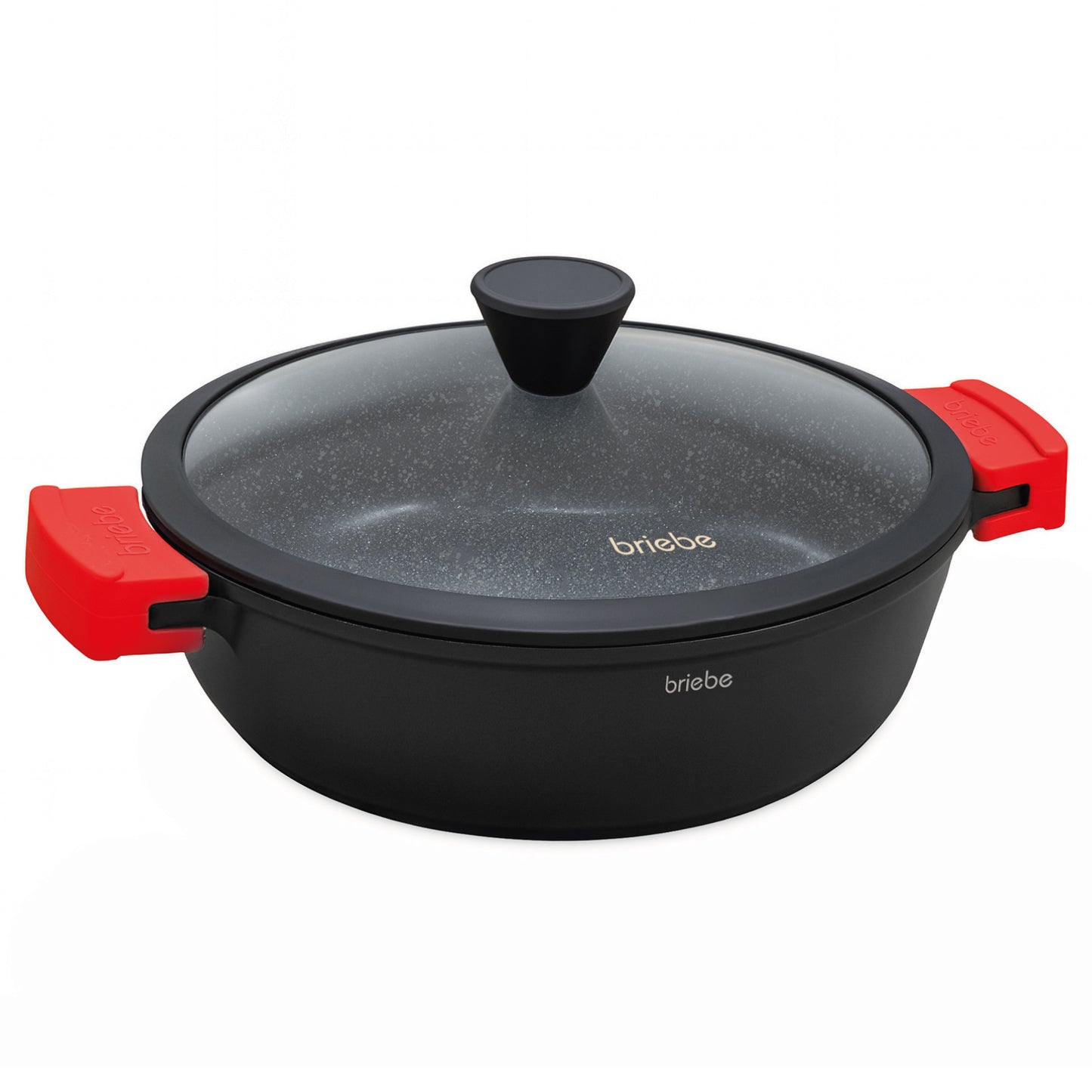 Briebe Cacerola Baja Cocina Inducción Antiadherente Titanio, Cazuela 30cm, Aluminio Fundido Sin Pfoa, Black Titanium_0