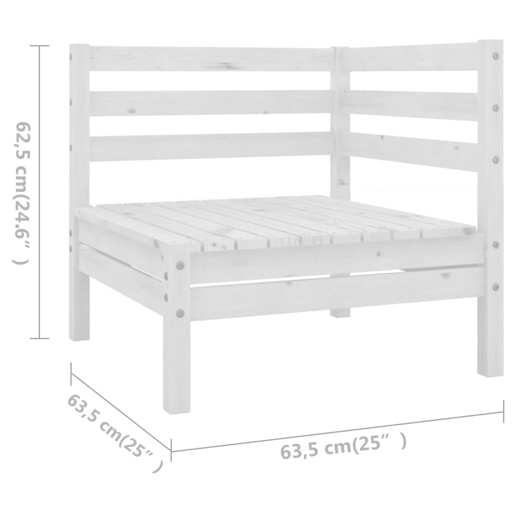 Juego De Muebles De Jardín 5 Piezas Madera Maciza Pino Blanco / Vetonek_1