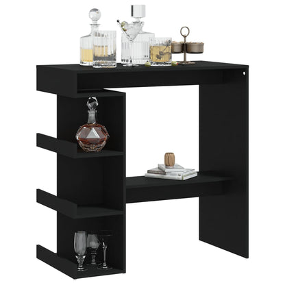 Mesa Bar Estante Almacenaje Contrachapada Negro 100x50x101,5 Cm_2