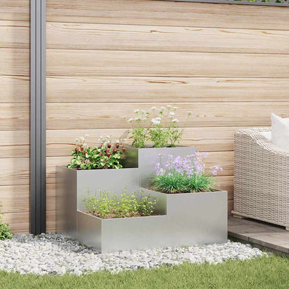 Maceta Para Jardín Plateado 100 X 100 X 60 Cm Acero Galvanizado_1