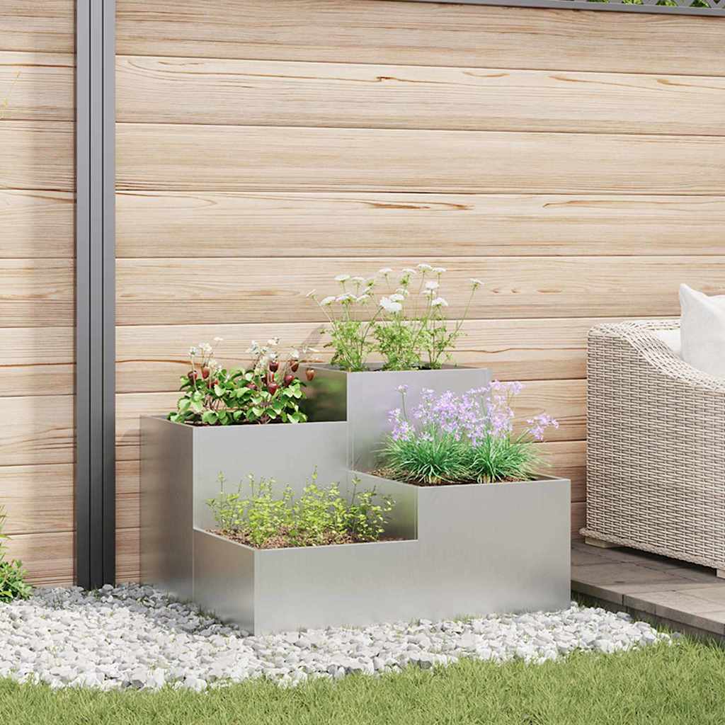 Maceta Para Jardín Plateado 80 X 80 X 60 Cm Acero Galvanizado_1