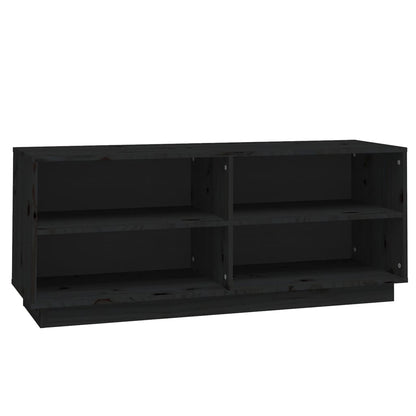 Armario Zapatero De Madera Maciza De Pino Negro 110x34x45 Cm / Vetonek_0