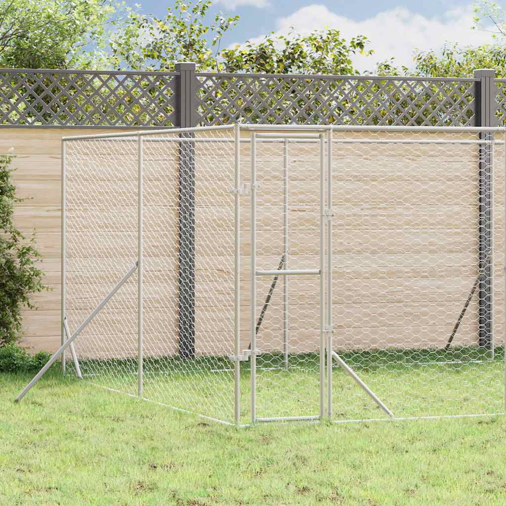 Perrera De Exterior Acero Galvanizado Plateado 8x4x2 M_1