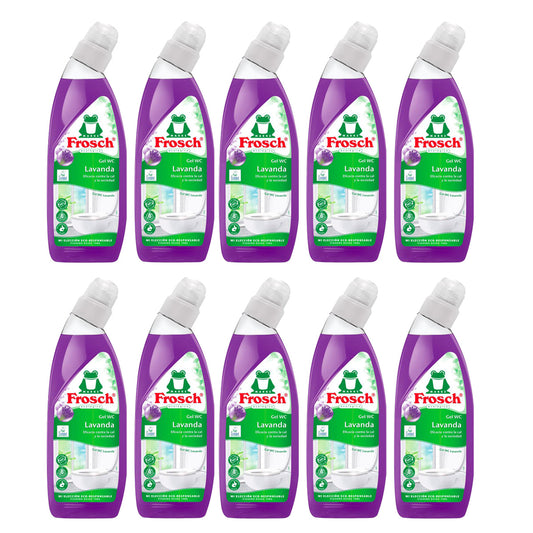 Embalagem de 10x Gel de Limpeza Sanitária Eco Frosch Lavanda 750 ml